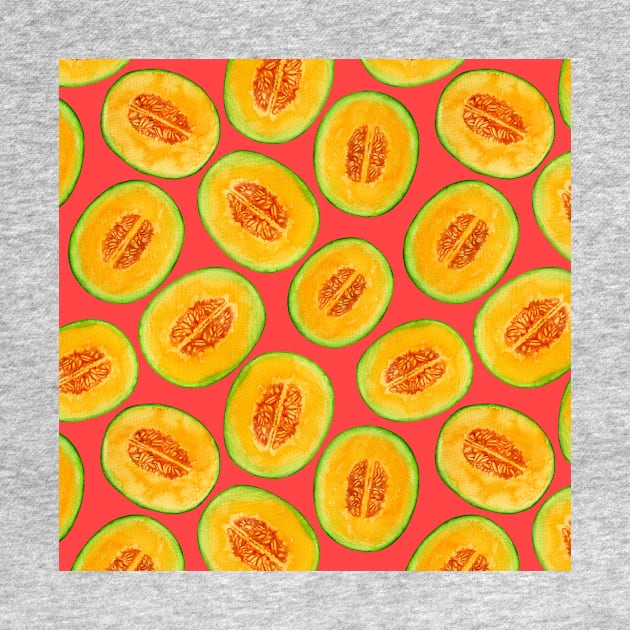 Melon slices watercolor pattern by katerinamk